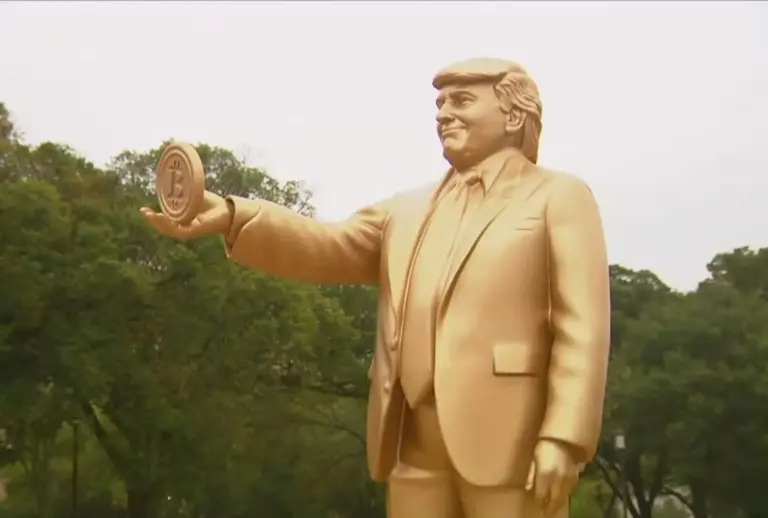 The Controversial Trump Bitcoin Statue Takes Center Stage