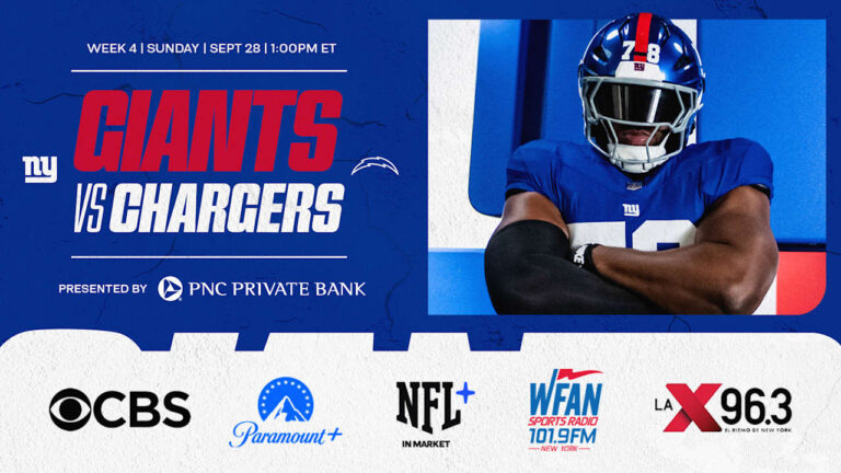 Where to Watch the New York Giants vs. Los Angeles Chargers