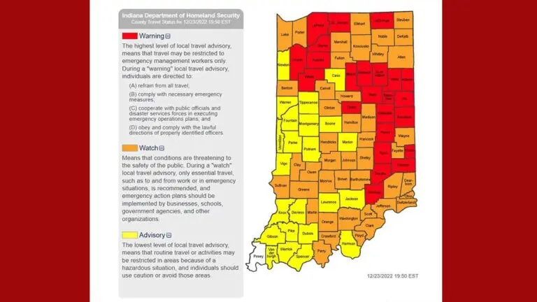 Understanding the Travel Advisory Map for Indiana
