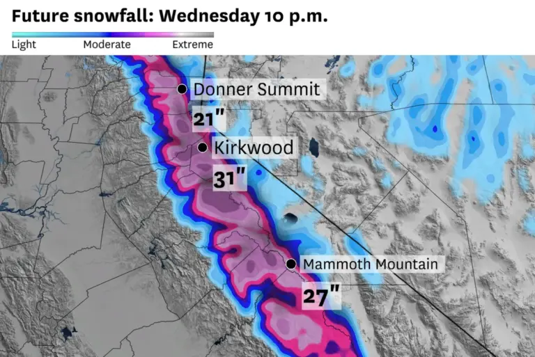 Winter storm: Impact of  on Sierra Nevada