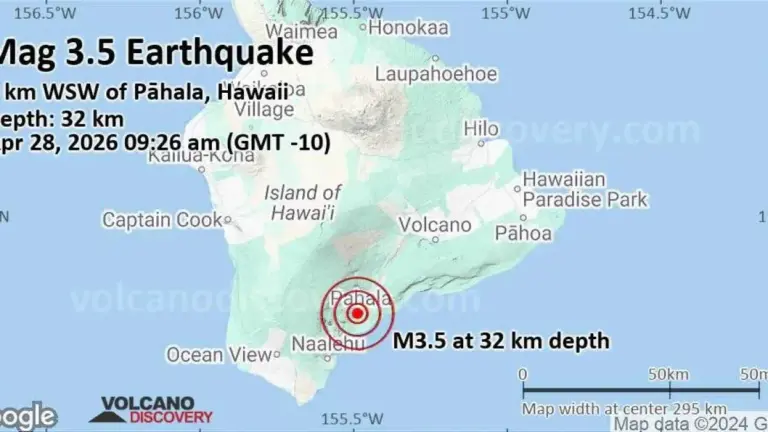 Terremoto: A magnitude 3.5 earthquake struck near Pāhala, Hawaii